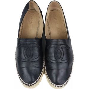 Chanel Leather Espadrilles Black 40